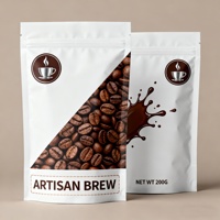 Sachets de café multicouches résistants à l'humidité avec support en plastique, refermables à fermeture éclair, personnalisables pour la conservation à domicile