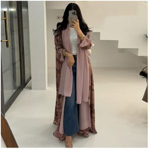 <span class=keywords><strong>M</strong></span>-104 أحدث عباية للعيد للنساء، فستان إسلامي، ملابس إسلامية محتشمة بتصميم مفتوح، من البوليستر يسمح بالتهوية وطويل حتى الأرض - Product Image 3