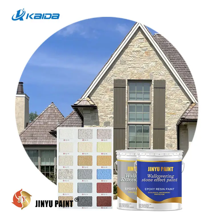 Jinyu - Pintura de paredes exteriores residenciais, excelente resistência às intempéries, pintura decorativa de pedra para exteriores, venda imperdível