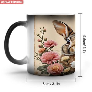 Matte Frosted 11oz Black <b>Ceramic</b> Coffee Mug Heat Sensitive Magic Drinking <b>Cup</b> - Product Image 1