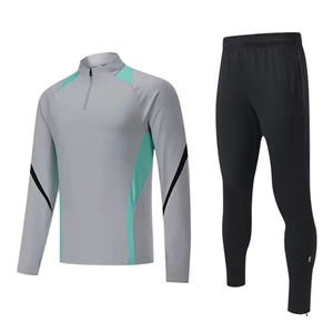 Tuta da Allenamento Nera e Rossa con Zip 1/4 per <span class=keywords><strong>Calcio</strong></span> e Sport, Completo da Allenamento per Uomini Adulti - Product Image 2
