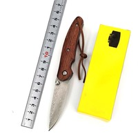 Couteau pliant en acier damas de haute qualité manche en bois Camping pêche couteau de poche
