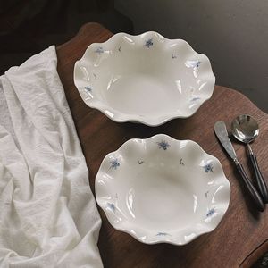 French Embossed Blue Rose Ceramic Dessert Dish Vintage Home Restaurant Flower <b>Dinner</b> Plate for Party Occasions - Product Image 2