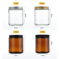 Stoples Lilin Kaca Amber Bulat Kosong 100g 200g 3oz 4oz 5oz 6oz 8oz dengan Tutup Aluminium Hitam Perak Emas Stoples Krim Kaca