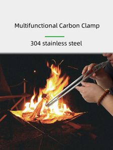 Pince à bûches | Pince à cheminée en acier inoxydable-Outils de foyer avec allumage par bâton pour feu de camp Barbecue - Product Image 6