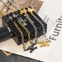 Ensemble collier et bracelet pour homme en acier inoxydable, style punk, motif crâne de pirate, design intégral, signature de rappeur