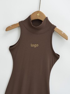 <span class=keywords><strong>Dolcevita</strong></span> CNSHELL 13 colori senza maniche lunghezza Midi in tinta unita pezzo Sexy abito alla moda da donna abiti modali in tessuto a costine - Product Image 4