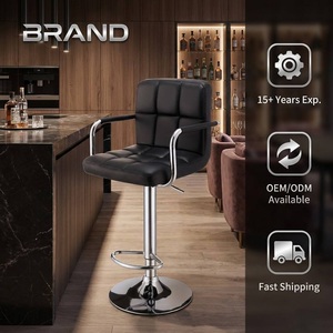 Eleganti Sedie da <span class=keywords><strong>Bar</strong></span> Quadrate Trapuntate in Pelle Bianca con Base in Metallo, Girevoli e Regolabili per Casa, Cucina, Isola, Bancone Colazione - Product Image 1