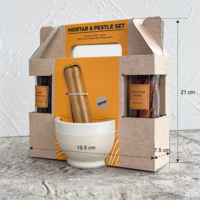 BespritGift Ensemble de mortier et pilon en céramique Kit d'outils de cuisine pour la maison pour les épices et le réchauffement de la maison Ensemble cadeau personnel