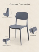 Chaise de salle à manger en plastique PP moulé intégré de style nordique, avec pieds évasés, anti-basculement, empilable, pour restaurant, maison, terrasse
