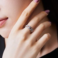 Dylam Luxury Open S925 Sterling Silver Cubic Zirconia Cuban Ring 925 Silver Zircon Oval Circle Adjustable Finger Rings For Women