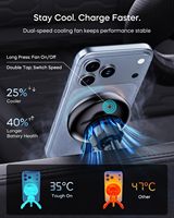 Chargeur de voiture sans fil magnétique 25W à charge rapide, support de fixation sur grille d'aération avec ventilateur de refroidissement, adaptateur 45W, compatible universel