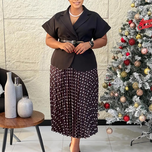 Ensemble jupe d'été tendance D620 pour femme : haut à col tailleur et manches courtes avec jupe plissée à pois – <span class=keywords><strong>Tenue</strong></span> <span class=keywords><strong>africaine</strong></span> pour femmes - Product Image 6