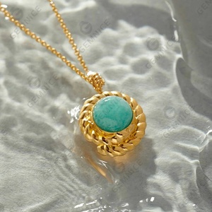 <span class=keywords><strong>Collana</strong></span> con Pendente Gemnel Delicato in Argento 925 Placcato Oro con Conchiglia Marina e <span class=keywords><strong>Amazzonite</strong></span> Azzurra - Product Image 4