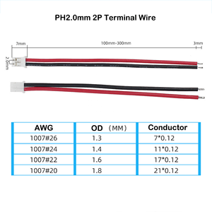 Fabrika Doğrudan Tedarik PH2.0MM Pitch 2Pin Kablo Demeti Terminali UL1007 Kablo 2P Ev Aletleri Elektronik Makineleri için - Product Image 4