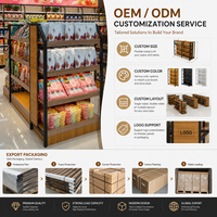 Étagère gondole double face robuste à 5 niveaux avec structure métallique pour supermarché, épicerie et présentoir d'îlot commercial