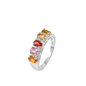 Anillo de Zafiro y Diamantes Múltiples en Plata de Ley 925 con Engaste de Garras - Product Image 2