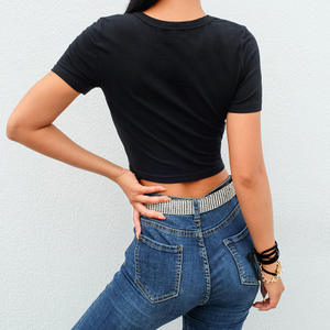 Camiseta de manga corta con ombligo y estampado de cereza <span class=keywords><strong>para</strong></span> <span class=keywords><strong>mujer</strong></span> de <span class=keywords><strong>Amazon</strong></span> transfronterizo europeo y americano New Ins <span class=keywords><strong>para</strong></span> <span class=keywords><strong>mujer</strong></span> - Product Image 4