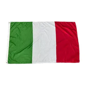 Venta caliente 5 * 8ft Italia bandera bufanda fútbol deportes logotipo personalizado diseño bandera fabricación tela poliéster impermeable