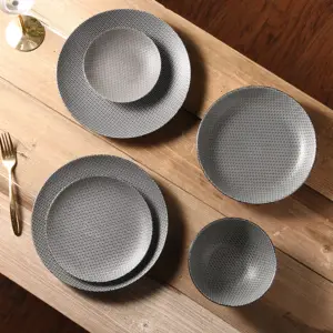 WEIYE 블랙 화이트 컬러 유약 식기 간단한 스타일 platos de ceramic de porcelana para restaurante dinner sets