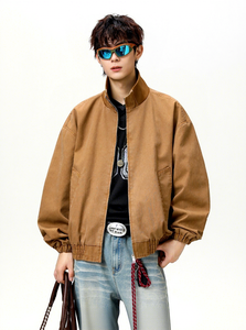 Chaqueta de Piloto Americana Nueva de Primavera y Otoño 2026 al por Mayor, Chaqueta de Cuello Alto de Color Sólido para Hombre - Product Image 3