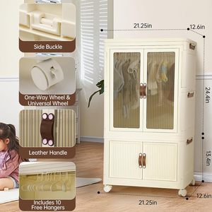 Custom PP Industrial Foldable Rectangle Wardrobe Closet Clothing Toy Organizers Storage <b>Container</b> <b>Lids</b> Doors Over 35L Heavy Duty - Product Image 2