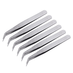 Pinzas de acero inoxidable con puntas puntiagudas y curvadas, 12,5 cm, para decoración de uñas, plantas suculentas, diario, depilación, 1 mm, para - Product Image 4
