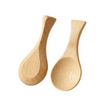 Cuillère à mesurer en bambou à manche court et large ouverture pour crème glacée, grains de café, épices et assaisonnements, avec logo personnalisé