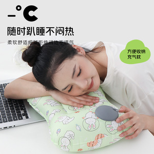 Almohada Inflable Cuadrada Yide de 28x28x14cm con Diseño de Oso Rosa, Portátil para Viajes, Camping, Oficina, Soporte para la Espalda - Product Image 4