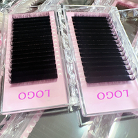 Plateaux d'extensions de cils en soie de vison CC/DD faits à la main avec logo personnalisé, noir mat intense, en velours et cachemire, assortiment de cils