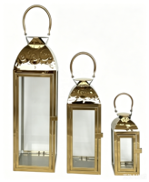 Lanterne en verre en acier inoxydable, porte-bougie décoratif, compatible avec les lumières LED pour mariage, patio, décoration de la maison