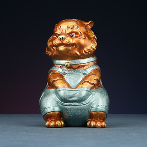 Colored Copper Dingdang Tiger Figurine Zodiac <b>Craft</b> Office Desk Decoration Feng Shui Style Personal Gift - Product Image 1
