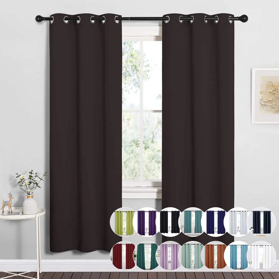Modern Plain Black Solid Color Blackout Curtain Living Room Window Panels Curtains For The Door Bedroom Balcony draperies