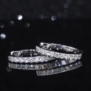 starsgem lab grown diamonds 14k solid gold 2.5mm diamond hoop earrings