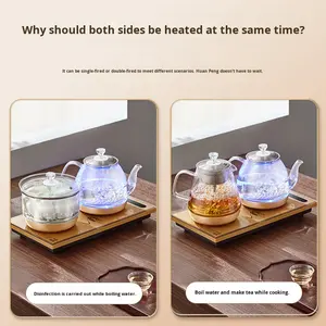 Полностью автоматический стеклянный электрический чайник, чайный пивовар со встроенным чайным столиком, индукционный чайный котел - Product Image 4