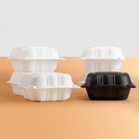 Contenants alimentaires jetables MFPP 9x9x3 pouces, 3 compartiments, 1200 ml, 40 oz, boîte bento carrée pour restaurant, à emporter, écologiques