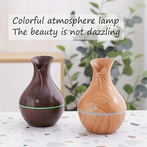 Wholesale <b>Air</b> <b>Humidifier</b> Essential Oil Diffuser Quiet Mist Sprayer Car Purifier Aroma Humidificador Mini Wood for Bedroom 130ML - Product Image 4