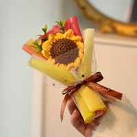 Mini bouquet de tournesols au crochet faits main, fleurs éternelles en fil, cadeau d'emballage, souvenir de mariage, décoration de table, vente en gros