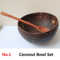 Tazón para batidos de cáscara de coco Natural de cocina al por mayor logotipo personalizado gratis madera Matcha ensalada fruta Coco Kava tazón para comida