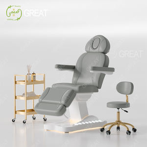 Juego de mesa y silla de masaje con luces LED de control de pie de 4 motores de lujo moderno cama de salón de belleza facial ajustable eléctrica - Product Image 1