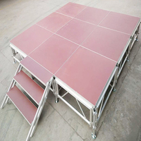 Scène mobile réglable en hauteur en aluminium et contreplaqué de haute qualité, personnalisable pour événements, 1x2m, 1.22x1.22m, 1.22x2.44m