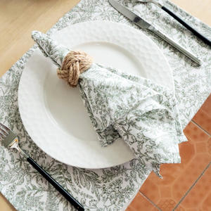 Serviettes carrées imprimées en coton pour la table à manger à la maison, lavables en machine, tissu 100% coton - Product Image 3