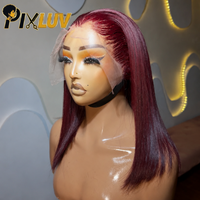 Perruque en cheveux humains naturels vierges brésiliens en gros pour femmes noires, perruque courte bob avec dentelle HD, perruque frontale sans colle avec dentelle HD