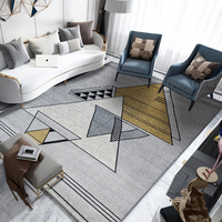 Tapis moderne en polyester gris à poils moyens, fabriqué à la machine, pour chambre et salon, lavable, antidérapant, 1 pièce