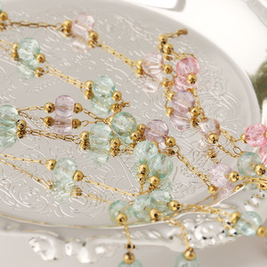 Handmade Glass <b>Bead</b> Chain Green Color Crystal Rhinestone Women's Fashion <b>Bracelet</b> Jewelry Accessory - Product Image 2