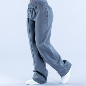 Pantalons <span class=keywords><strong>de</strong></span> survêtement en coton Gym Fitness pour femmes Logo personnalisé Joggers jambe droite coupe ample pour la saison d'automne - Product Image 1