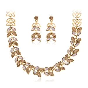 סט שרשרת ועגילים לנשים סט תכשיטים דובאי זהב 18 קראט אביזרי אופנה
