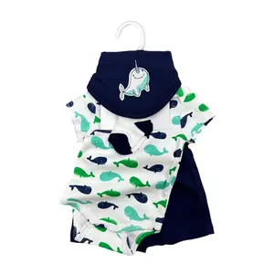 2024 Sommer Kleinkindbekleidung Neugeborene Baumwolle Kurzarmshorts-Set Boutique-Kinderbekleidungs-Set 4-teilig Baby-freizeittücher