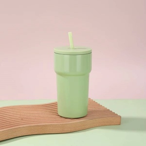 BPA Free 420ml Stainless Steel Vacuum Insulated Straw Tumbler With Handle Leak Resistant Mug for <b>Hot</b> and Cold <b>Drinks</b> - Product Image 2