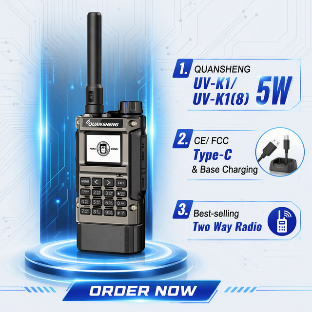 QUANSHENG UV-K1(8) Analog Handheld Two Way Radio-Air Band 5km Range 5W Output VHF/UHF